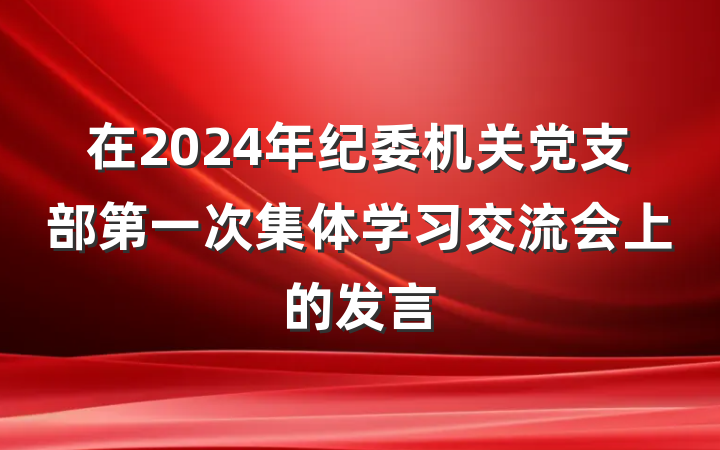 在2024年纪委机关党支部第一次集体学习交流会上的发言