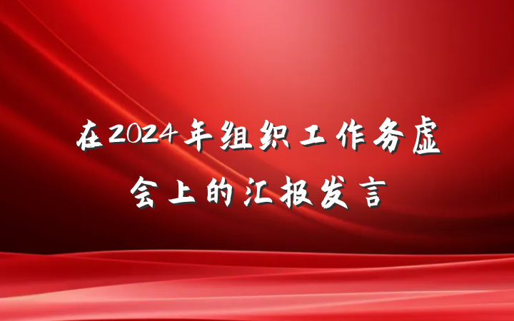 在2024年组织工作务虚会上的汇报发言