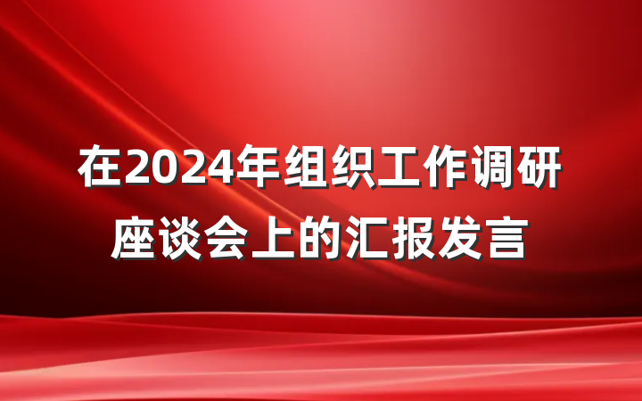 在2024年组织工作调研座谈会上的汇报发言
