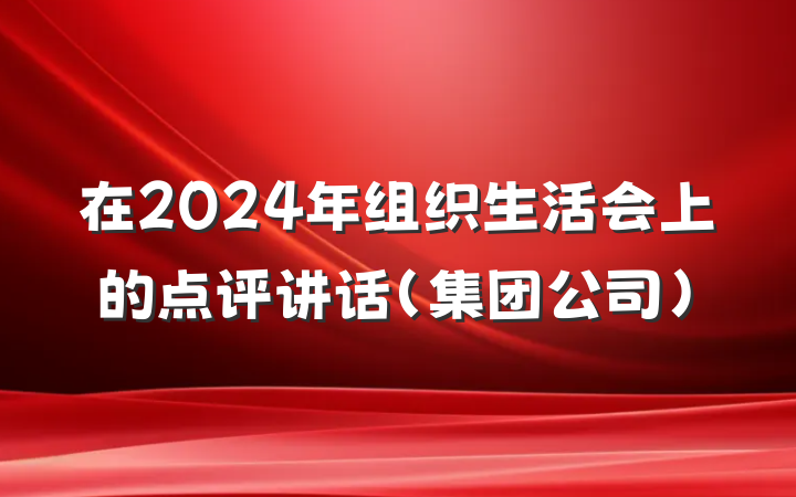 在2024年组织生活会上的点评讲话（集团公司）