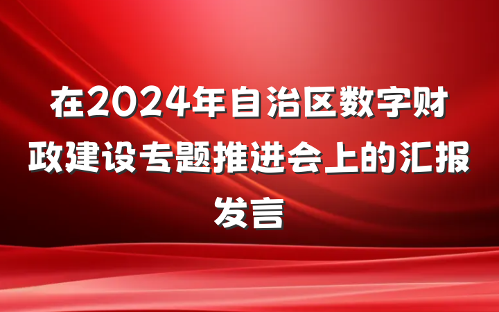 在2024年自治区数字财政建设专题推进会上的汇报发言