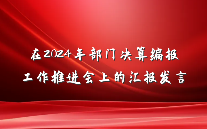 在2024年部门决算编报工作推进会上的汇报发言