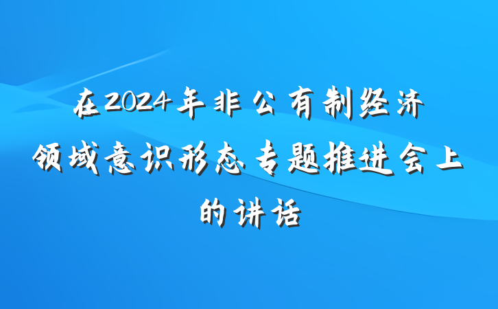 在2024年非公有制经济领域意识形态专题推进会上的讲话