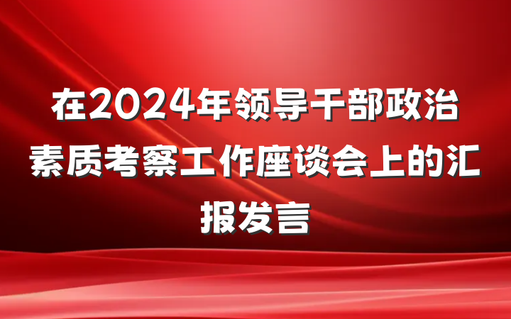 在2024年领导干部政治素质考察工作座谈会上的汇报发言
