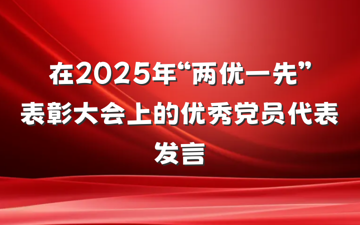 在2025年“两优一先”表彰大会上的优秀党员代表发言
