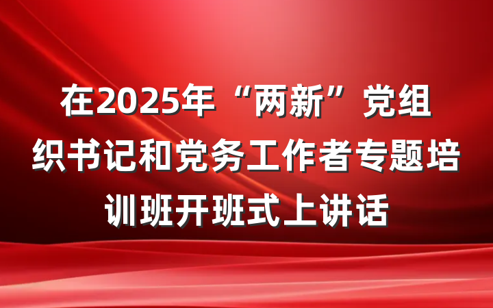 在2025年“两新”党组织书记和党务工作者专题培训班开班式上讲话