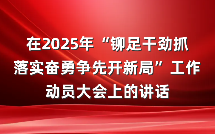 在2025年“铆足干劲抓落实奋勇争先开新局”工作动员大会上的讲话