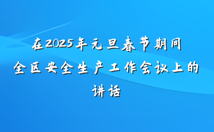 在2025年元旦春节期间全区安全生产工作会议上的讲话