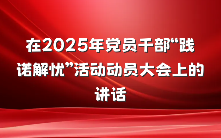 在2025年党员干部“践诺解忧”活动动员大会上的讲话