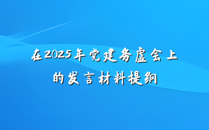在2025年党建务虚会上的发言材料提纲