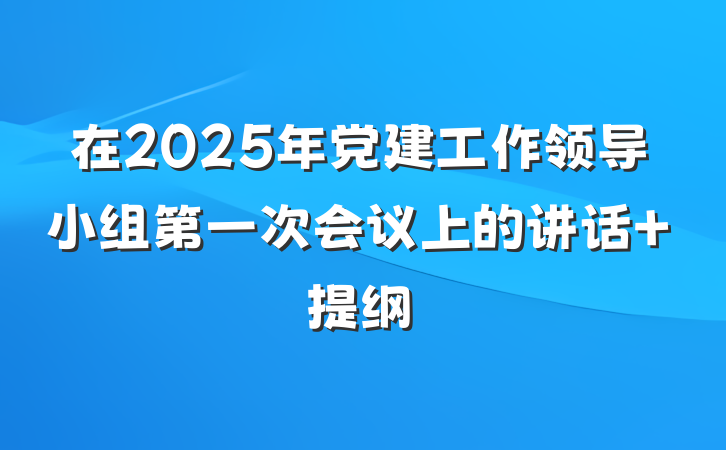 在2025年党建工作领导小组第一次会议上的讲话 提纲