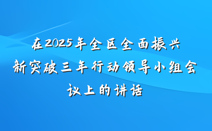 在2025年全区全面振兴新突破三年行动领导小组会议上的讲话