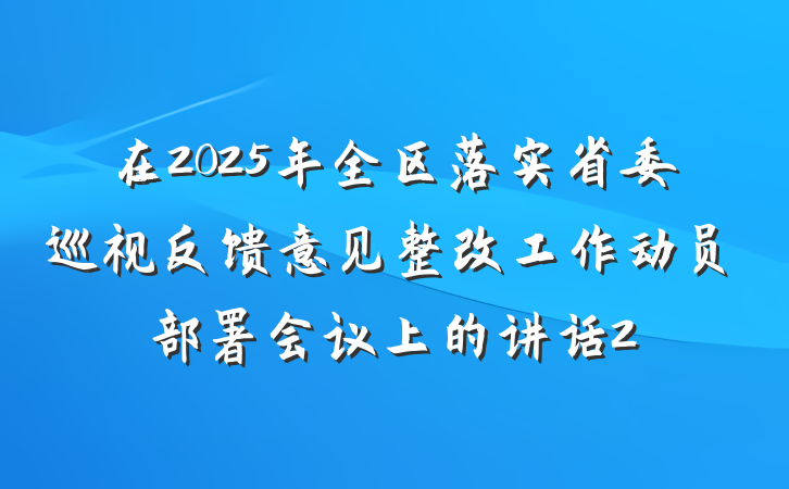 在2025年全区落实省委巡视反馈意见整改工作动员部署会议上的讲话2