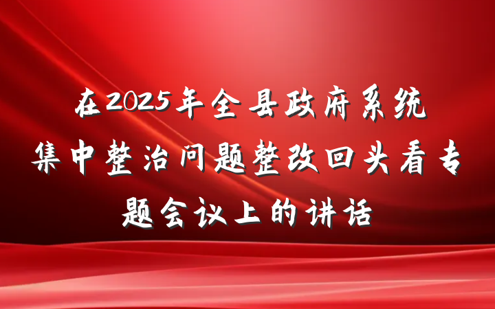 在2025年全县政府系统集中整治问题整改回头看专题会议上的讲话