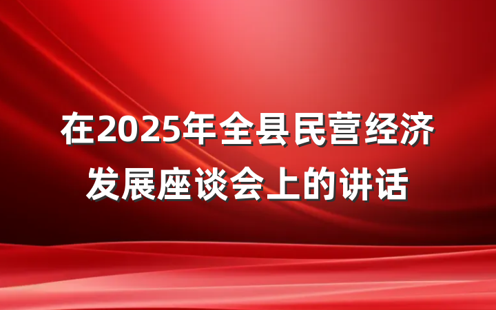 在2025年全县民营经济发展座谈会上的讲话