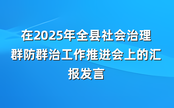 在2025年全县社会治理群防群治工作推进会上的汇报发言