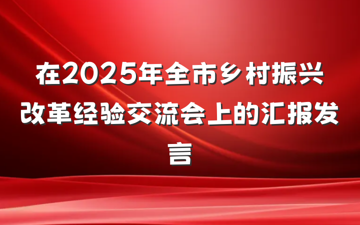 在2025年全市乡村振兴改革经验交流会上的汇报发言
