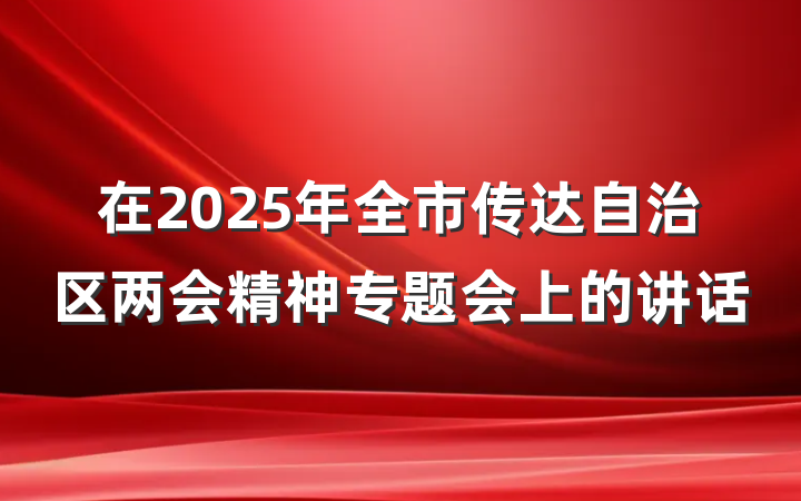 在2025年全市传达自治区两会精神专题会上的讲话