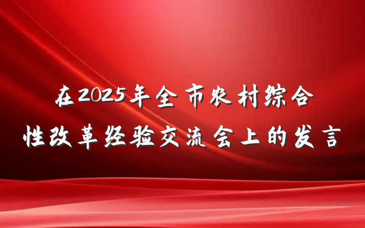 在2025年全市农村综合性改革经验交流会上的发言