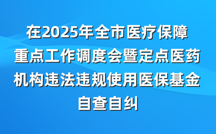 在2025年全市医疗保障重点工作调度会暨定点医药机构违法违规使用医保基金自查自纠