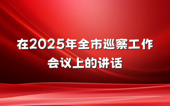 在2025年全市巡察工作会议上的讲话