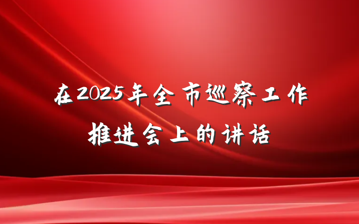 在2025年全市巡察工作推进会上的讲话