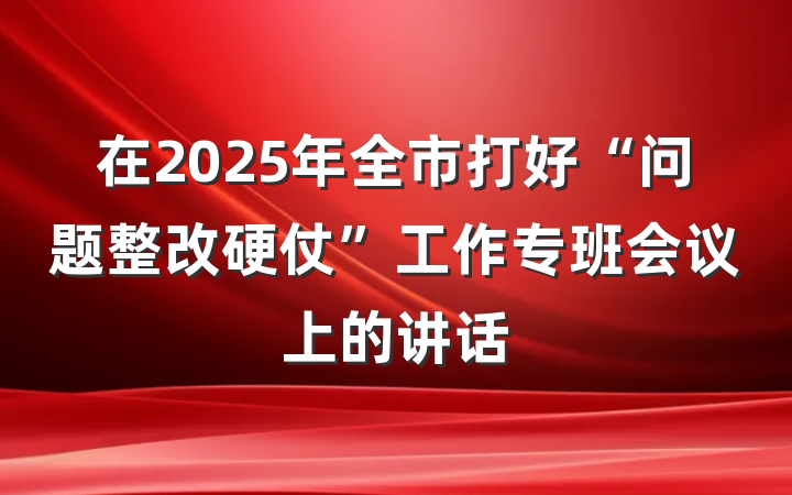 在2025年全市打好“问题整改硬仗”工作专班会议上的讲话