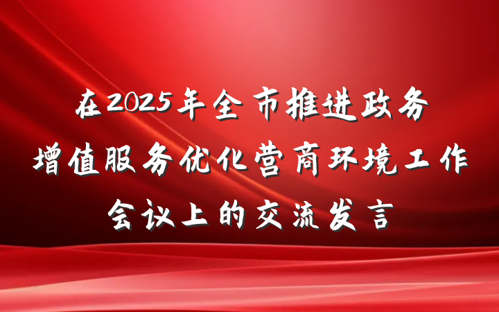在2025年全市推进政务增值服务优化营商环境工作会议上的交流发言