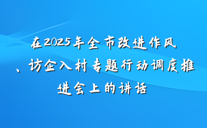 在2025年全市改进作风、访企入村专题行动调度推进会上的讲话