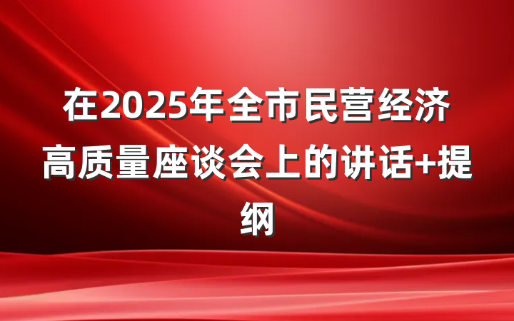 在2025年全市民营经济高质量座谈会上的讲话 提纲