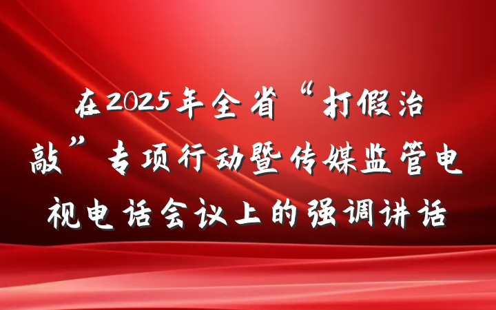 在2025年全省“打假治敲”专项行动暨传媒监管电视电话会议上的强调讲话