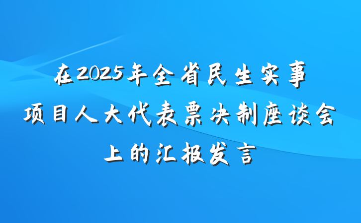 在2025年全省民生实事项目人大代表票决制座谈会上的汇报发言