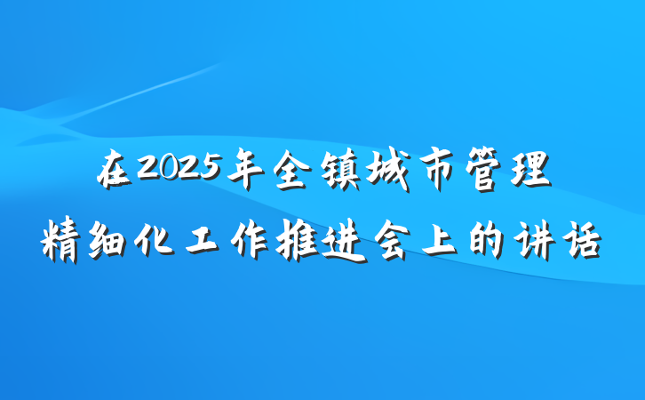 在2025年全镇城市管理精细化工作推进会上的讲话