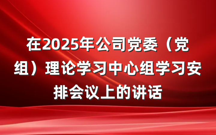 在2025年公司党委（党组）理论学习中心组学习安排会议上的讲话