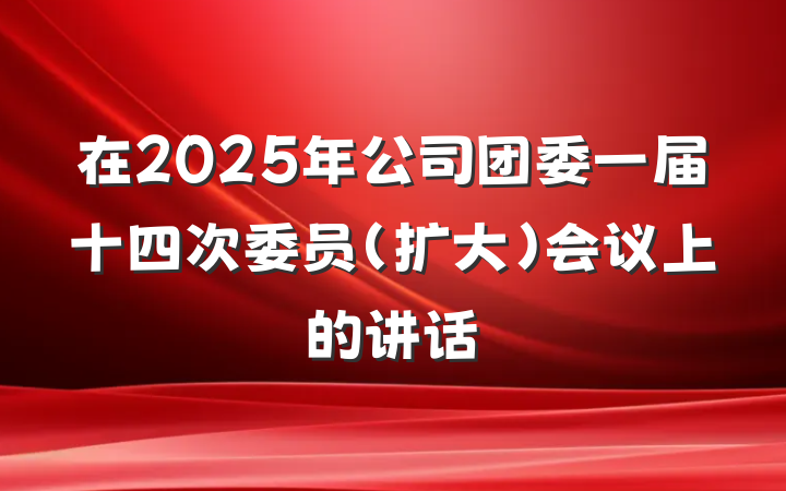 在2025年公司团委一届十四次委员（扩大）会议上的讲话
