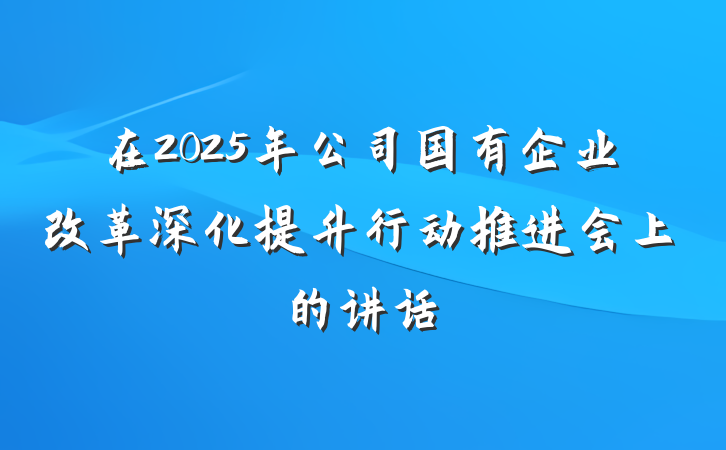在2025年公司国有企业改革深化提升行动推进会上的讲话