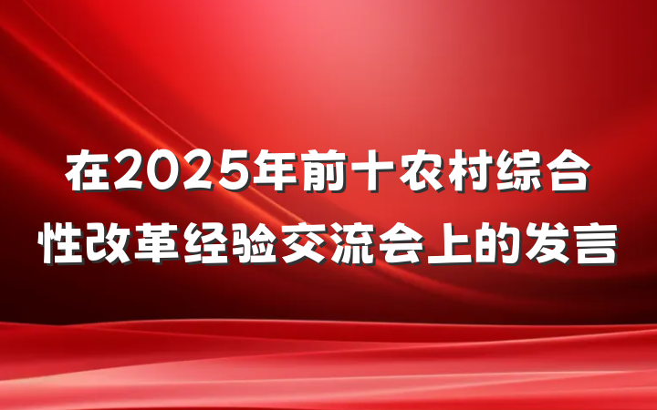 在2025年前十农村综合性改革经验交流会上的发言