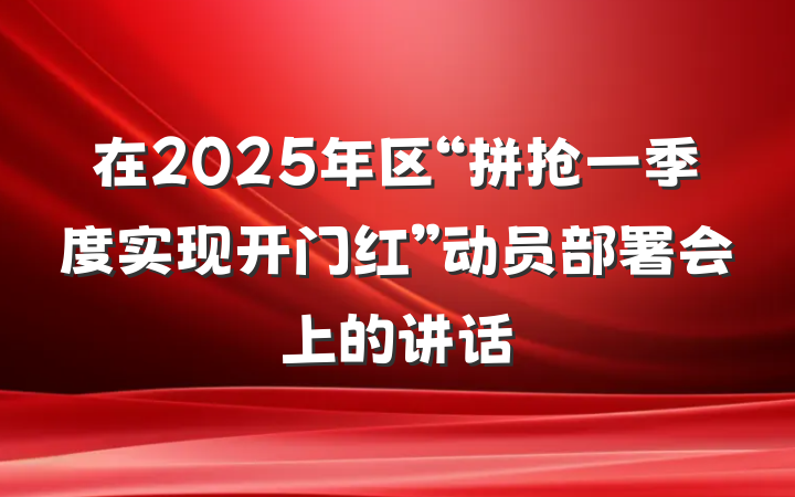 在2025年区“拼抢一季度实现开门红”动员部署会上的讲话