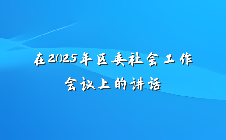 在2025年区委社会工作会议上的讲话