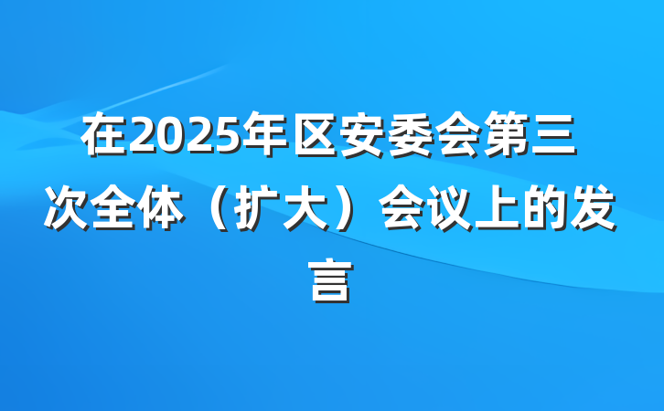 在2025年区安委会第三次全体（扩大）会议上的发言