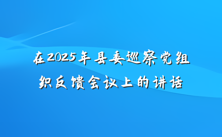 在2025年县委巡察党组织反馈会议上的讲话