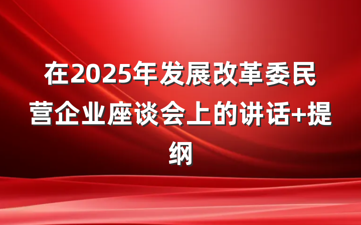 在2025年发展改革委民营企业座谈会上的讲话 提纲