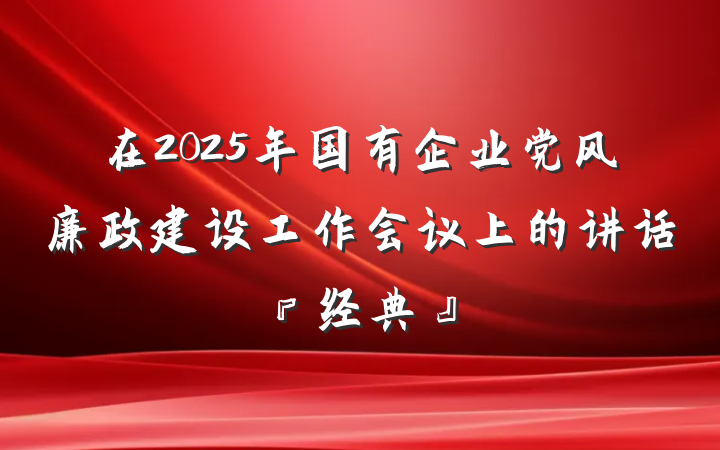 在2025年国有企业党风廉政建设工作会议上的讲话『经典』
