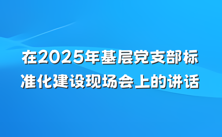 在2025年基层党支部标准化建设现场会上的讲话