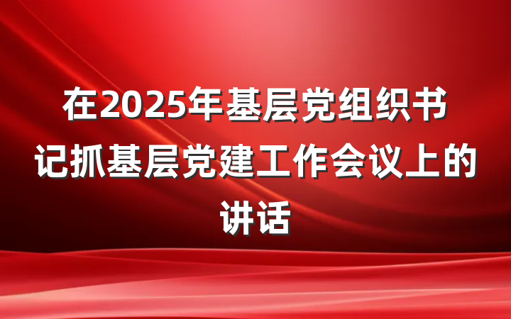 在2025年基层党组织书记抓基层党建工作会议上的讲话