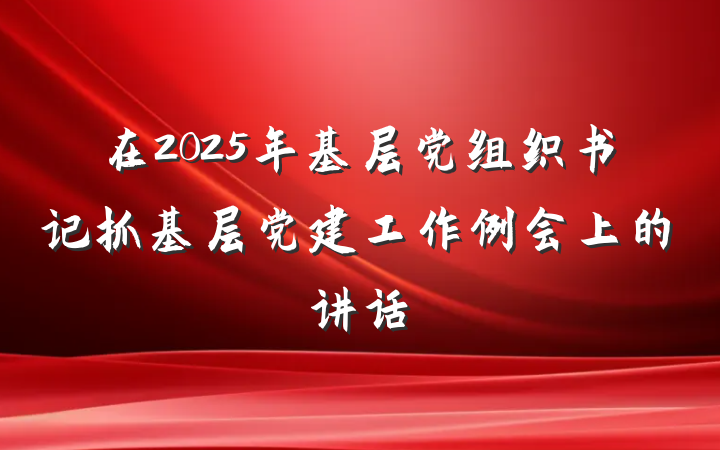 在2025年基层党组织书记抓基层党建工作例会上的讲话
