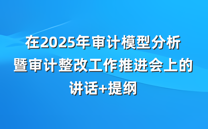 在2025年审计模型分析暨审计整改工作推进会上的讲话 提纲