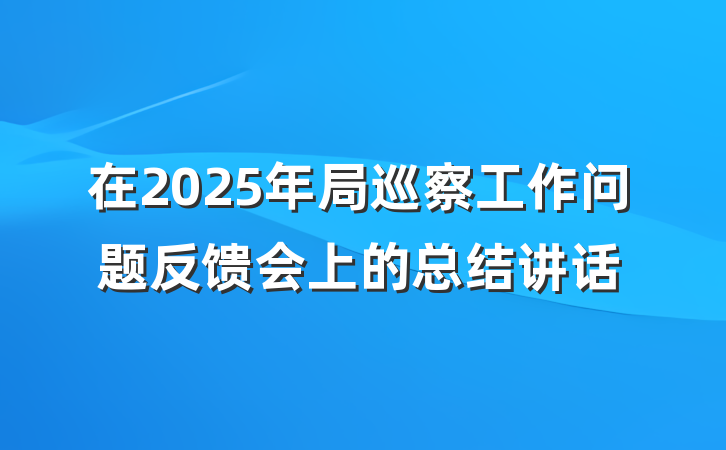 在2025年局巡察工作问题反馈会上的总结讲话