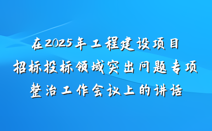 在2025年工程建设项目招标投标领域突出问题专项整治工作会议上的讲话
