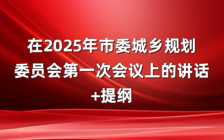 在2025年市委城乡规划委员会第一次会议上的讲话 提纲